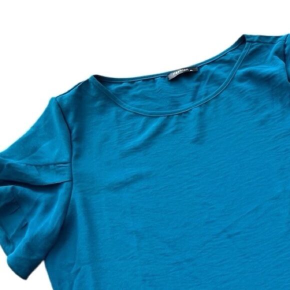 PrettyGarden Ruffle Sleeve Teal Tunic Blouse – Size XL - Picture 5 of 10